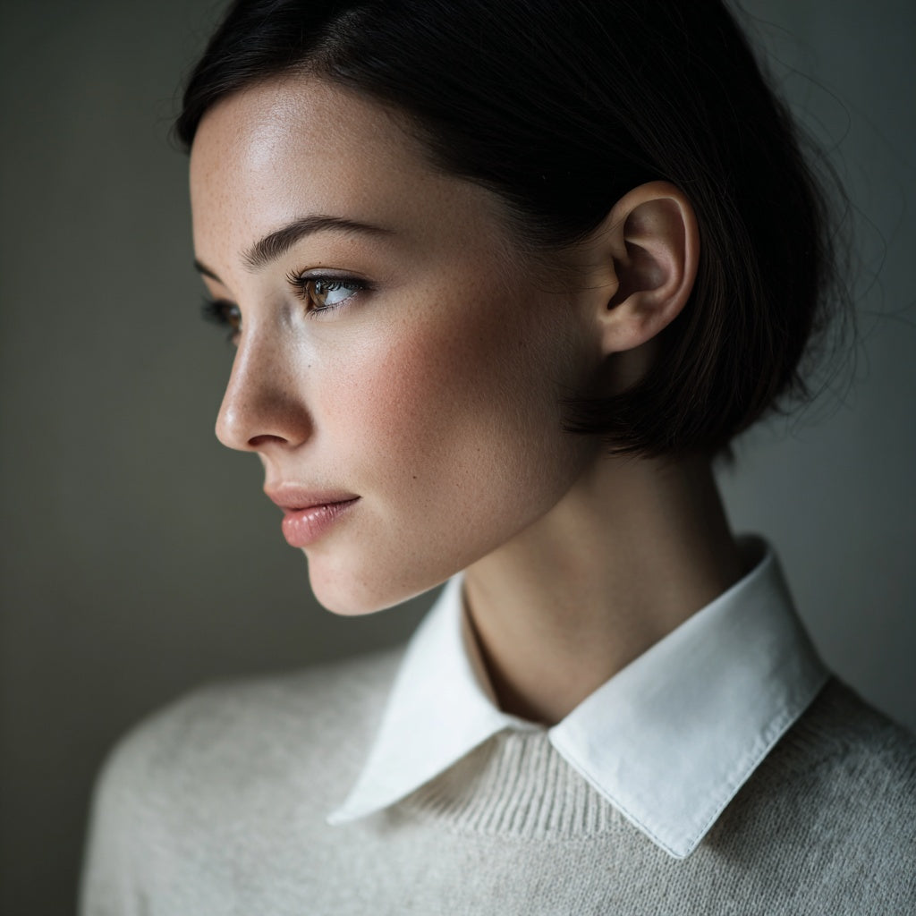 White Twill Point & Round Collar