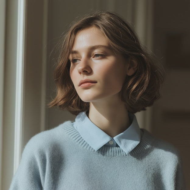 White & Blue Oxford Collar